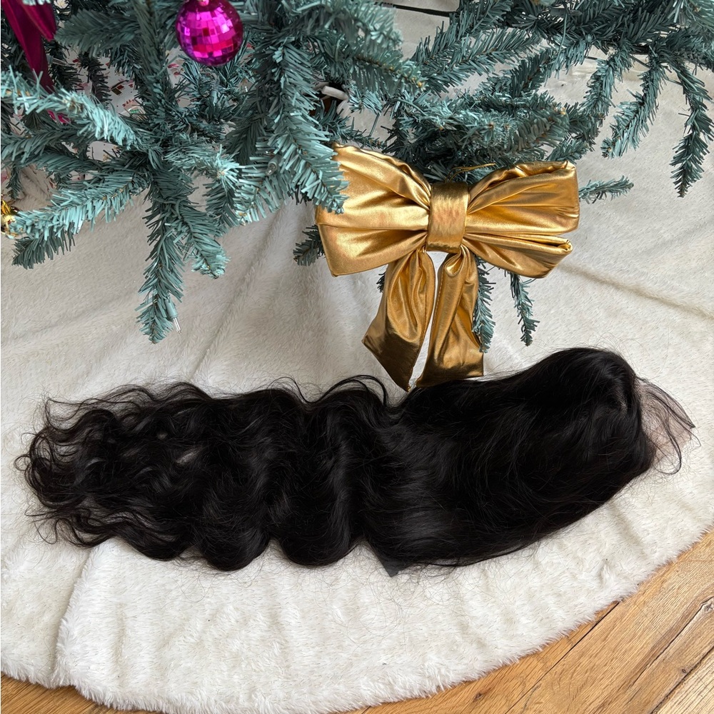 13x4 transparent lace frontal, 1B natural, 28” 100 Human Hair, 200% density
